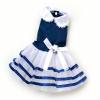 Ranphy Small Dog Cat Tutu Dress Princess Lace Skirt Yorkie Clothes for Female,Satin TieBlue,Summer Shirt Navy Stripes Blue XL view 2