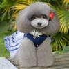 Ranphy Small Dog Cat Tutu Dress Princess Lace Skirt Yorkie Clothes for Female,Satin TieBlue,Summer Shirt Navy Stripes Blue XL view 3