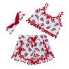 Ding-dong Baby Kid Girl Summer Tassel Watermelon Top+Shorts+Headband 3 Pieces Set Outfit(Sleeveless,3T) view 1