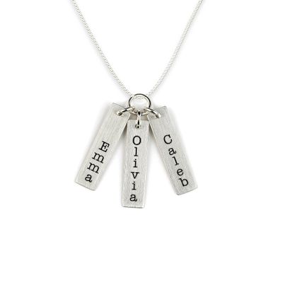 Three Bar Sterling Silver Personalized Necklace. Includes 3 Customizable Name Charms and your Choice of Sterling Silver Chain. Gifts for Her, Mom, Wife, Girlfriend