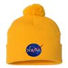 Go All Out One Size Gold Pom NASA Insignia Logo Embroidered Knit Beanie Pom Cap view 1