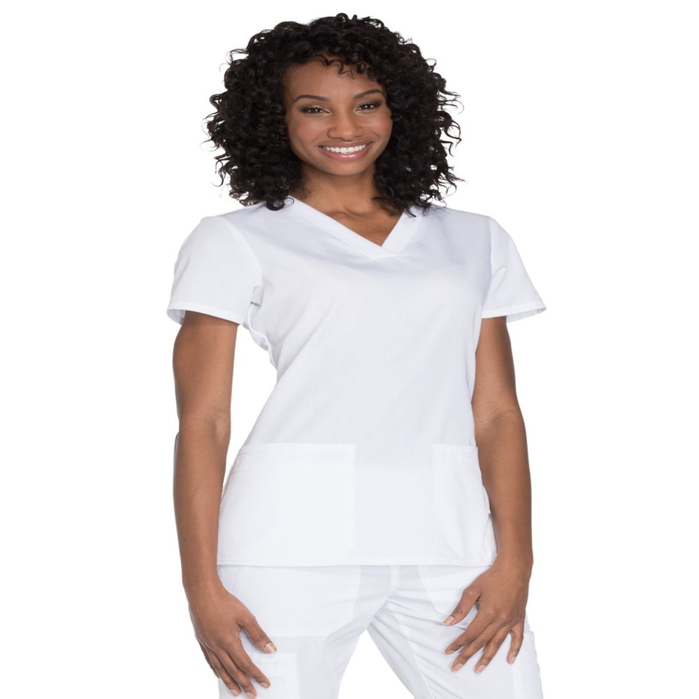 Cherokee Women's V-Neck Top, White, XXXX-Large