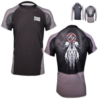 Ring to Cage Elite Air-Vent 2.0 Sublimation Short Sleeve Rash Guard - Full or Short Sleeve (Small, Short Sleeve) Black/White