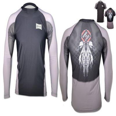 Ring to Cage Elite Air-Vent 2.0 Sublimation Short Sleeve Rash Guard - Full or Short Sleeve (Large, Full Sleeve) Black/White