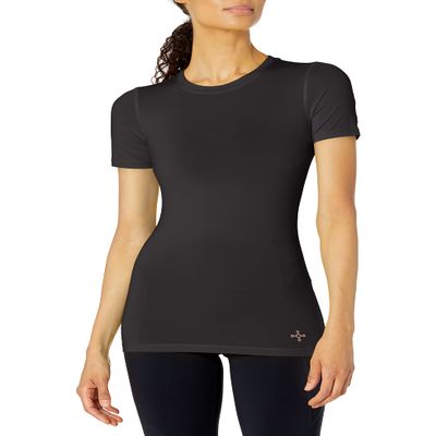 Tommie Copper Women's Core Compression Short Sleeve Crew Neck Shirt, Black, Large