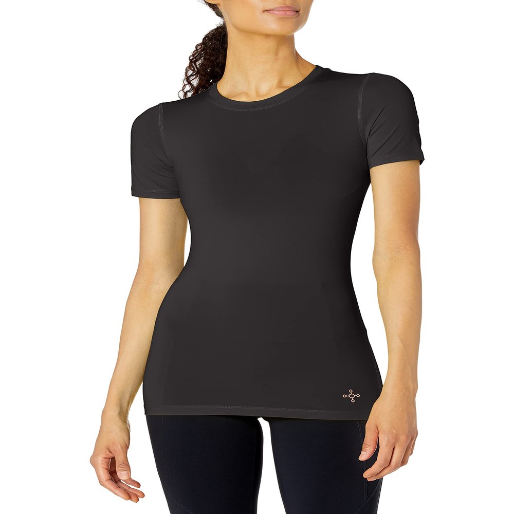 Tommie Copper Women's Core Compression Short Sleeve Crew Neck Shirt, Black, Large