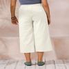 Womens Cotton Cropped Pants Loose Fit Wide Leg Capri Casual Plus Size Elastic Waist Trousers White 3XL view 3