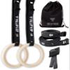 PULLUP & DIP Premium Gymnastic Rings, Wooden Gym Rings for Calisthenics - Wide Straps with Length Markings + Door Anchor + Carry Bag + Exercise Guide, Calisthenics Rings view 1