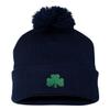 Go All Out One Size Navy Pom Shamrock St. Patrick's Day Embroidered Knit Beanie Pom Cap view 2