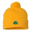 Go All Out One Size Gold Pom Shamrock St. Patrick's Day Embroidered Knit Beanie Pom Cap view 2