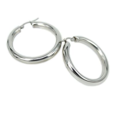 316L stainless steel jewelry earrings two color female fashion earrings Hot Women (silver Diameter 30mm)