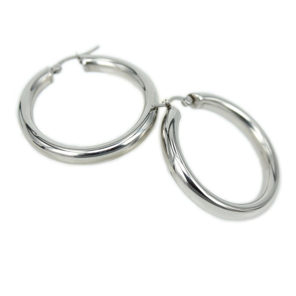 316L stainless steel jewelry earrings two color female fashion earrings Hot Women (silver Diameter 30mm)