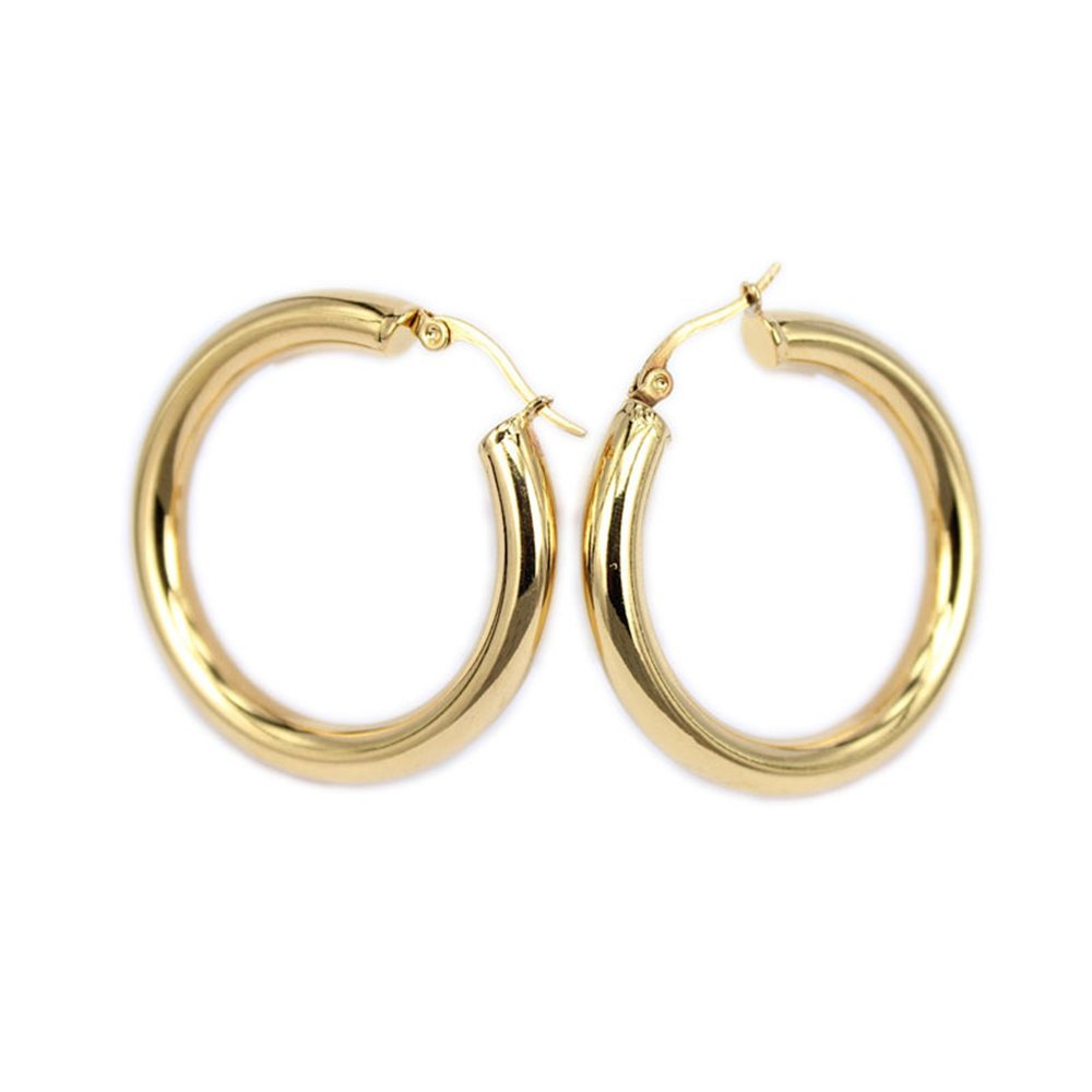 316L stainless steel jewelry earrings two color female fashion earrings Hot Women (gold Diameter 30mm)