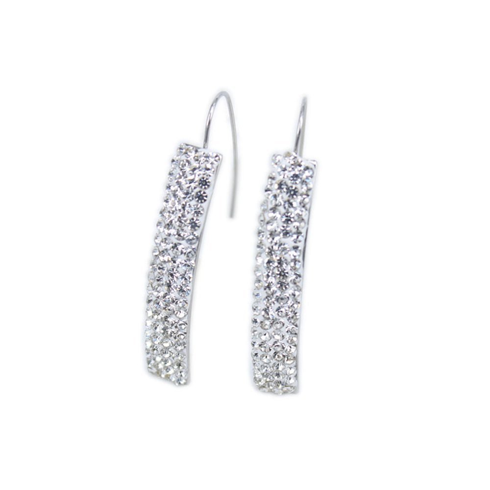 18K Gold Plated Crystal Stainless Steel Earrings Women Charms Fashion Jewelery (silver)