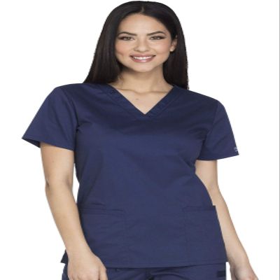 Cherokee Scrub for Women Modern Classic V-Neck Top with 3 Pockets, 2-Way Stretch, Ultra Soft & Breathable Fabric Plus Size - WW630, 4XL, Navy