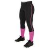 CHAMPRO boys Low-rise Youth Softball With Tournament Traditional Low Rise Pant w Braid, Black, Pink Pipe, Large US view 1