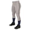 CHAMPRO womens Low-rise Youth Softball With Tournament Traditional Low Rise Pant w Braid, Grey, Navy Pipe, Medium view 1