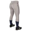 CHAMPRO womens Low-rise Youth Softball With Tournament Traditional Low Rise Pant w Braid, Grey, Navy Pipe, Medium view 3