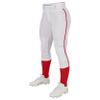 CHAMPRO Tournament Women's Traditional Low Rise Pant w/Braid, WHITE,SCARLET, Large