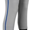 Champro Girls' Standard Tournament Low-Rise Youth Softball Pants with Braid, Grey, Royal Pipe, Small view 4