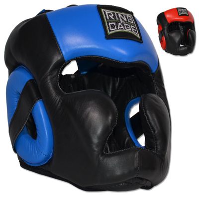 Diagonal Improved-Vision Full Face Headgear for Boxing, Muay Thai, MMA, Kickboxing (Blue, X-Large)