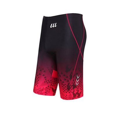 Fansino Low Waist Spa Quick-Drying Patten Male Pants Swimming Shorts Elastic Breathable Diving Trunks for men(Red-2-L)