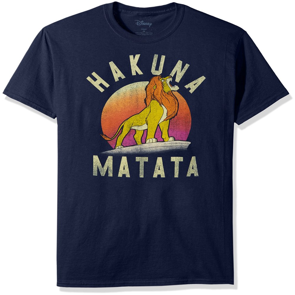 Disney Young Mens Lion King Simba Warrior Roar Graphic Tee Shirt, Navy, Small