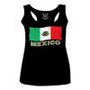 0038. Distressed Bandera Mexico Mexican Flag Coat of arms Mexicano 5 de Mayo Women's Tank Top Racerback (Black, Medium)