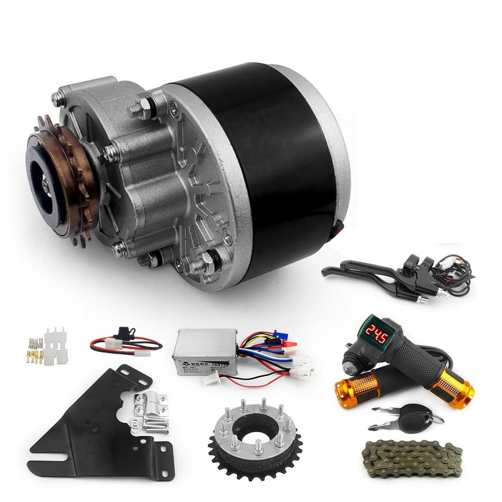 L-faster 250W Brush Bike Motor Kit Rear Wheel Spokes Gear Sprocket Left Side Chain Drive Model Cheap Solution for DIY E-Bicycle