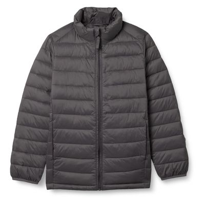 Amazon Essentials Boys' Lightweight Water-Resistant Packable Puffer Jacket, Dark Grey, X-Small