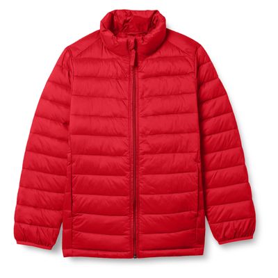 Amazon Essentials Boys' Lightweight Water-Resistant Packable Puffer Jacket, Strong Red, X-Small