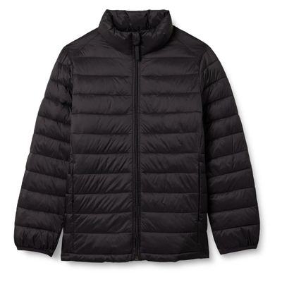Amazon Essentials Boys' Lightweight Water-Resistant Packable Puffer Jacket, Black Caviar, Medium