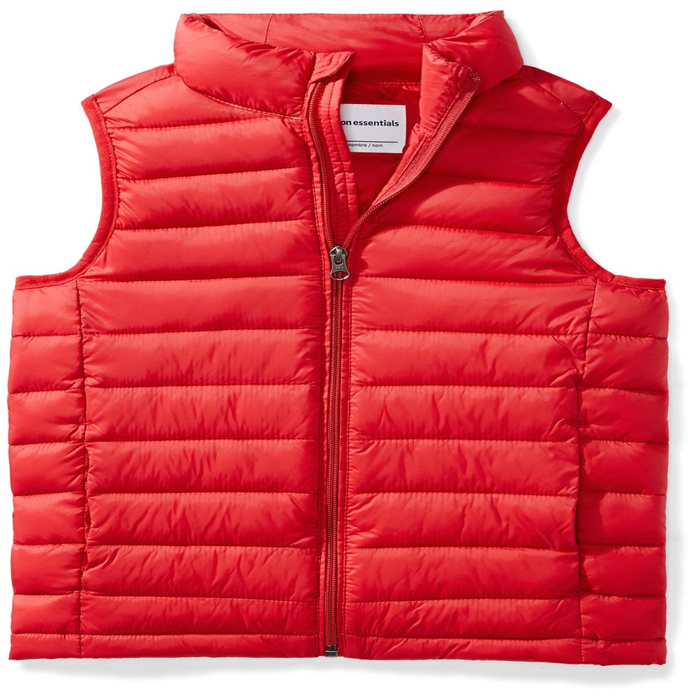 Amazon Essentials Boys' Lightweight Water-Resistant Packable Hooded Puffer Vest, Red, XX-Large