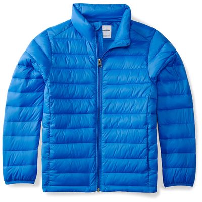 Amazon Essentials Boys' Lightweight Water-Resistant Packable Puffer Jacket, Royal Blue, Medium