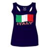 0039. Italia Vintage Distressed Italy Italian National Flag Women's Tank Top Racerback (Navy Blue, Large) view 1