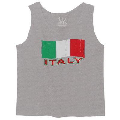 0039. Italia Vintage Distressed Italy Italian National Flag Men's Tank Top (Light Gray Small)