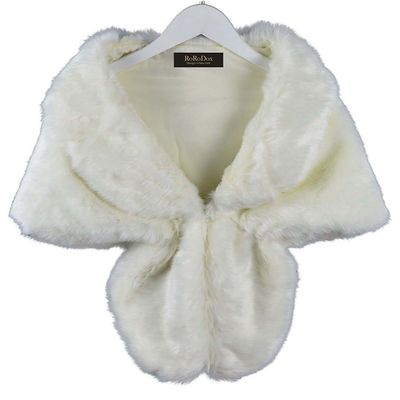 RoRoDox Warm Faux Fur Wedding Shawl Perfect for Wedding/party/show (Ivory Medium Size)