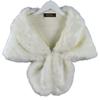 RoRoDox Warm Faux Fur Wedding Shawl Perfect for Wedding/party/show (Ivory Medium Size) view 1
