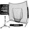 PowerNet Baseball Softball Practice Net 7x7 with Baseball Accessories for Practice Pitching, Batting & Fielding, Ball Caddy, Weighted Baseballs, Tee (Black 7x7 Net & Tee) view 1