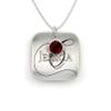 AJ's Collection Domed Square Name Like No Other Personalized with Crystal Birthstone Necklace. 925 Pendant Showcases a Name and Monogramm Initial. Includes a choice of 925 Chain. view 1