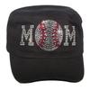 Altis Apparel Bling Rhinestone Baseball Mom Black Cadet Cap Hat Sports Military (Baseball Mom Cadet) view 1
