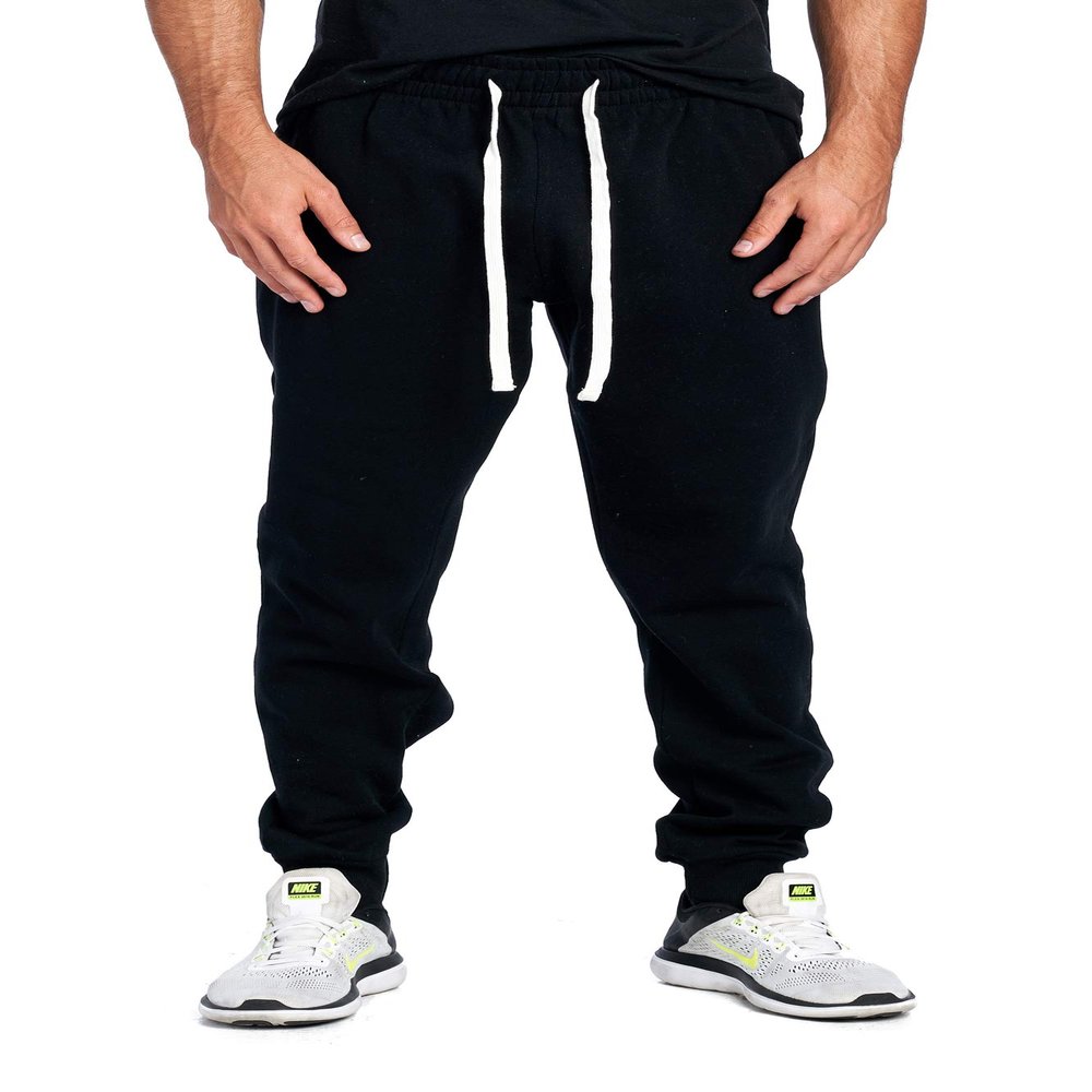 PROGO USA Men's Joggers Sweatpants Basic Fleece Marled Jogger Pant Elastic Waist (2X-Large, Black)