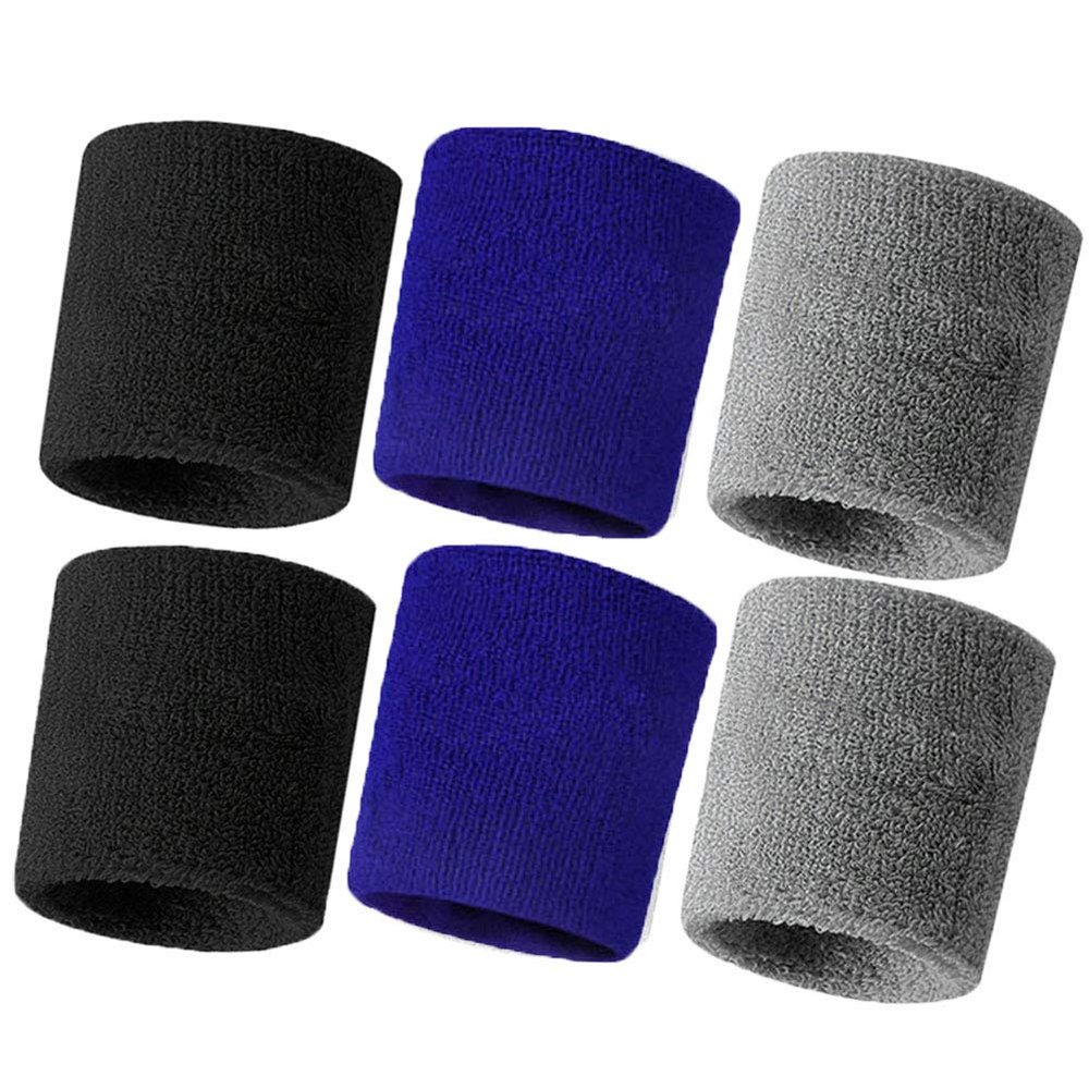 HANERDUN Wrist Sweatbands Thick Terry Cloth Wristbands for Men and Women Athletic Sweat Bands for Sports Tennis Gym Basketball