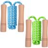 Homello Jump Rope for Kids - Wooden Handle - Adjustable Cotton Braided Fitness Skipping Rope for Toddler Fitness Workout Exercise Outdoor Activity (Green+Blue) view 1