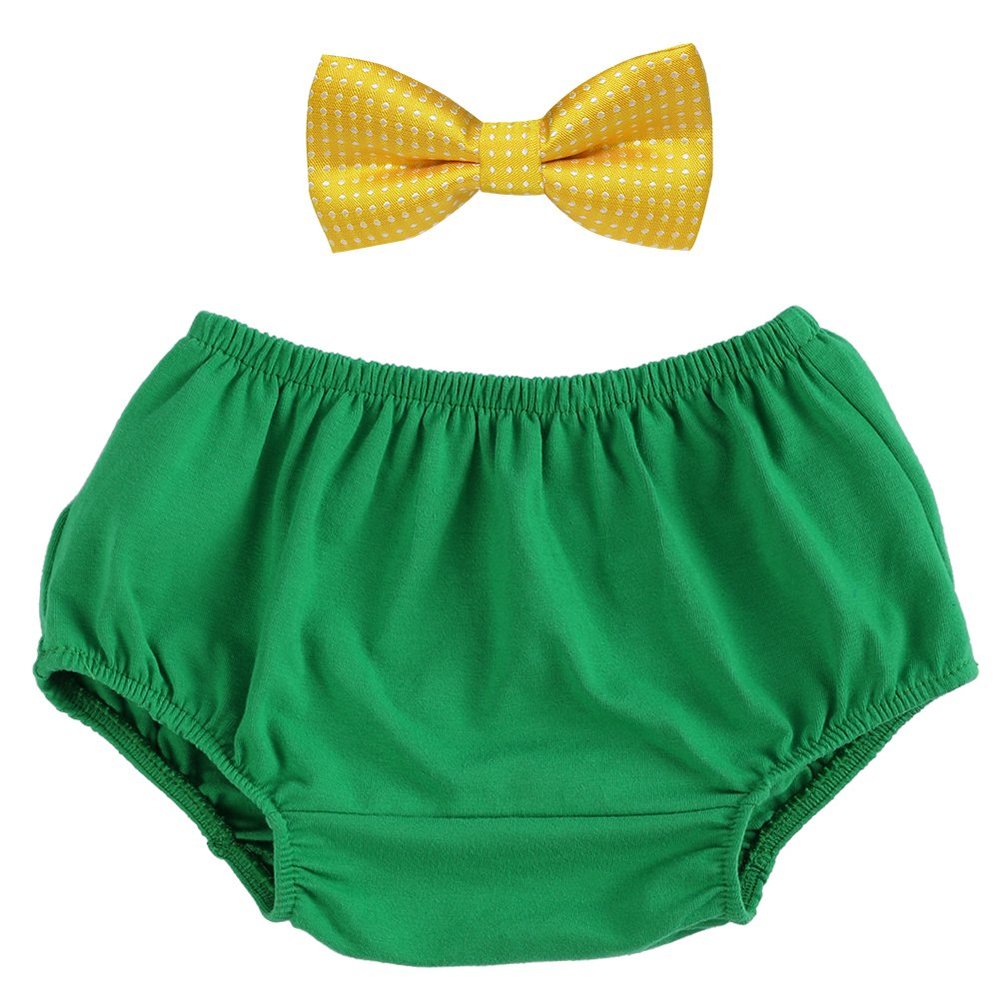 Baby Boys Cake Smash Outfit Bloomers Bowtie Set/Bow Ties - Various Designs Green One Size