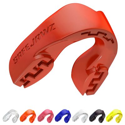 SAFEJAWZ Sports Mouthguard Slim Fit, Adult and Junior Mouth Guard with Case for Boxing, Basketball, Lacrosse, Football, MMA, Martial Arts, Hockey and All Contact Sports (Adult 12+ Years, Red)