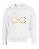 ALLNTRENDS Adult Sweatshirt Harry Glasses Scar Gold Print Popular Top (M, White Gold)