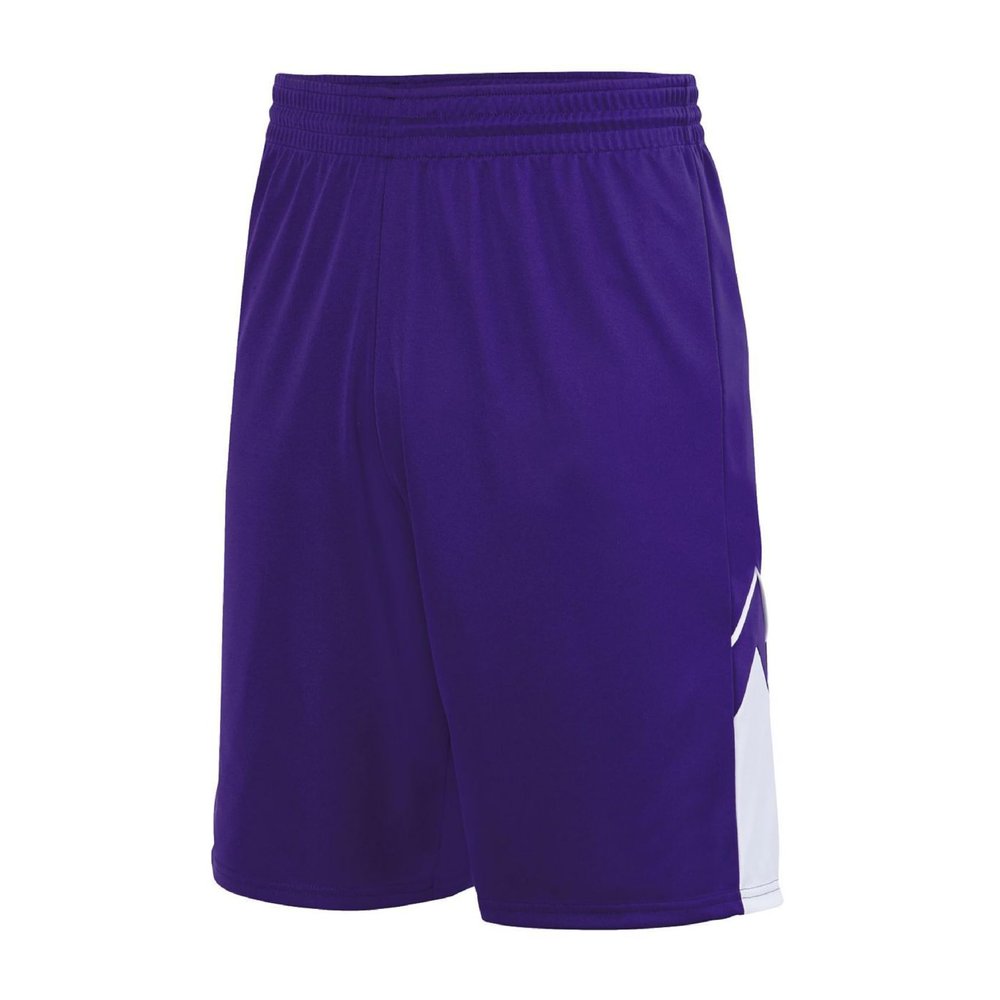Augusta Sportswear Youth Alley-OOP Reversible Shorts, Purple/White, M