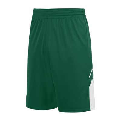 Augusta Sportswear Youth Alley-OOP Reversible Shorts, Dark Green/White, S