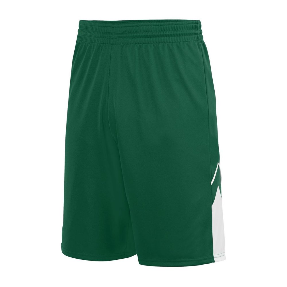 Augusta Sportswear Youth Alley-OOP Reversible Shorts, Dark Green/White, S